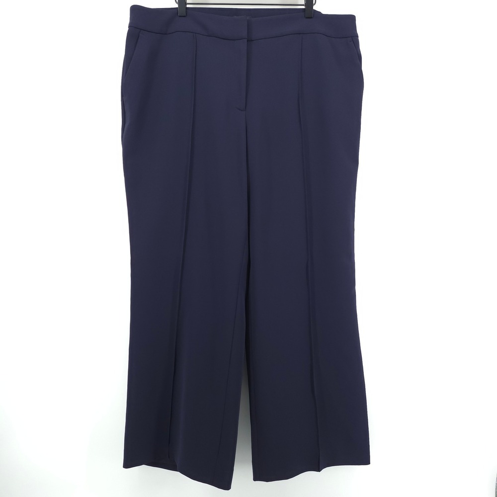 Talbots Easy Travel Women Wide Leg Pant 18W Navy Blue Professional Trousers
